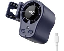 LISM - Autoventilator met clip, display, 360° draaibaar en semi-koelend, handsfree clipventilator, USB-oplaadbare persoonlijke ventilator, Geschikt voor auto, werk en kamperen (donkergrijs)