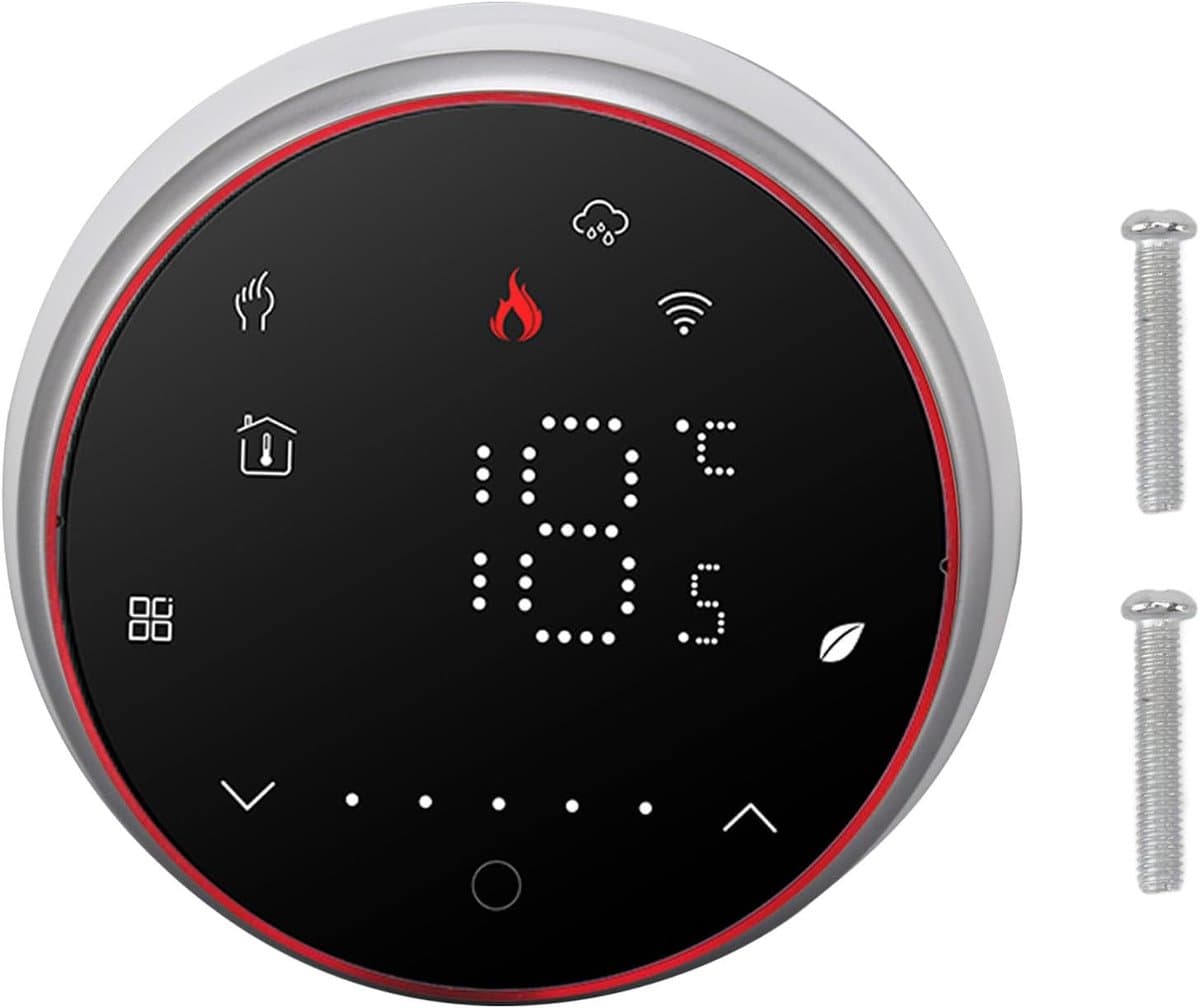 Slimme Thermostaat - Wifi Thermostaat Programmeerbaar - Energie Besparen - Spraakbesturing App - 13 mm dik - Zwart — afbeelding 1
