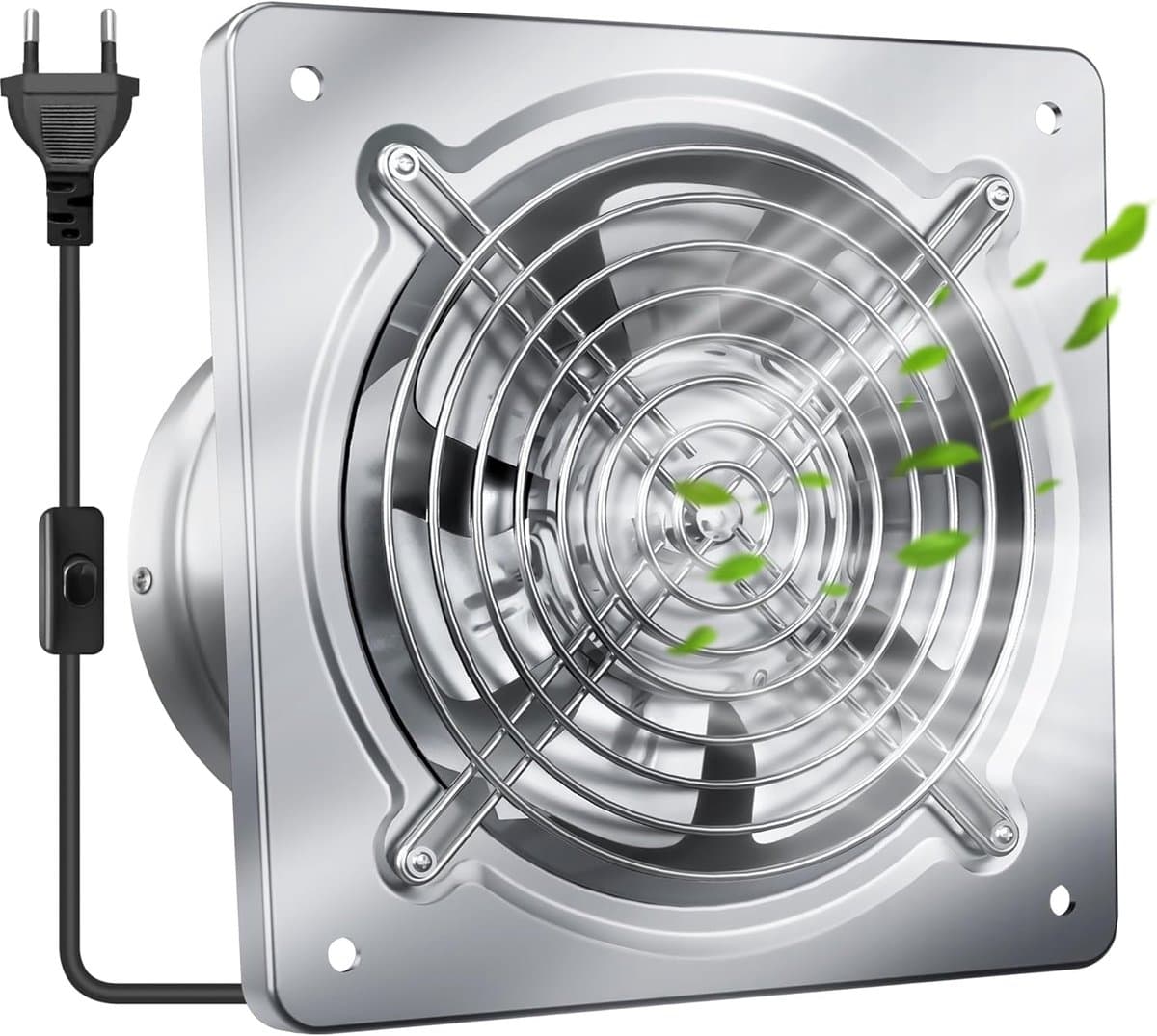 Afzuigventilator 200 mm – Stille Badkamerventilator – 980 m³/u Luchtafvoer – RVS – Wand- en Plafondmontage – 7 Bladen — afbeelding 1