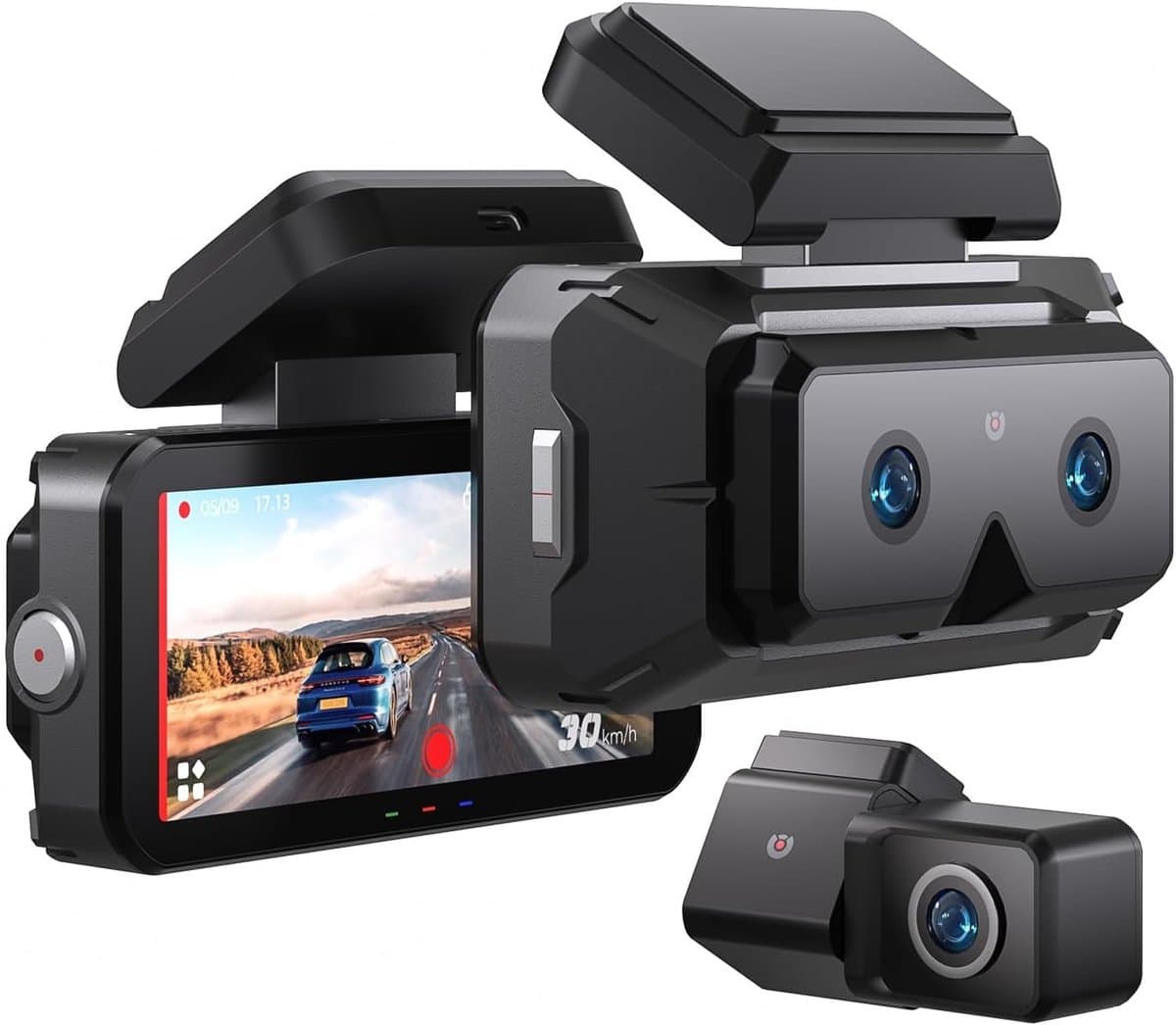 SnelShoppen - 2K 5 GHz WiFi Dashcam voor en Achter met 4 Inch IPS Touchscreen, GPS, ADAS, Nachtzicht, WDR, Spraakbediening, 24U Parkeermodus en G-sens — afbeelding 1