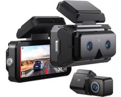 SnelShoppen - 2K 5 GHz WiFi Dashcam voor en Achter met 4 Inch IPS Touchscreen, GPS, ADAS, Nachtzicht, WDR, Spraakbediening, 24U Parkeermodus en G-sens