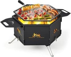 Draagbare 2-in-1 Campinggrill voor Outdoor Activiteiten - Inklapbare Houtskoolgrill voor 4-5 Personen