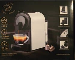 Royal Swiss Koffiecupmachine 1400W - 20 Bar Hoge Druk - 700ml Reservoir - Compatibel met Nespresso Capsules