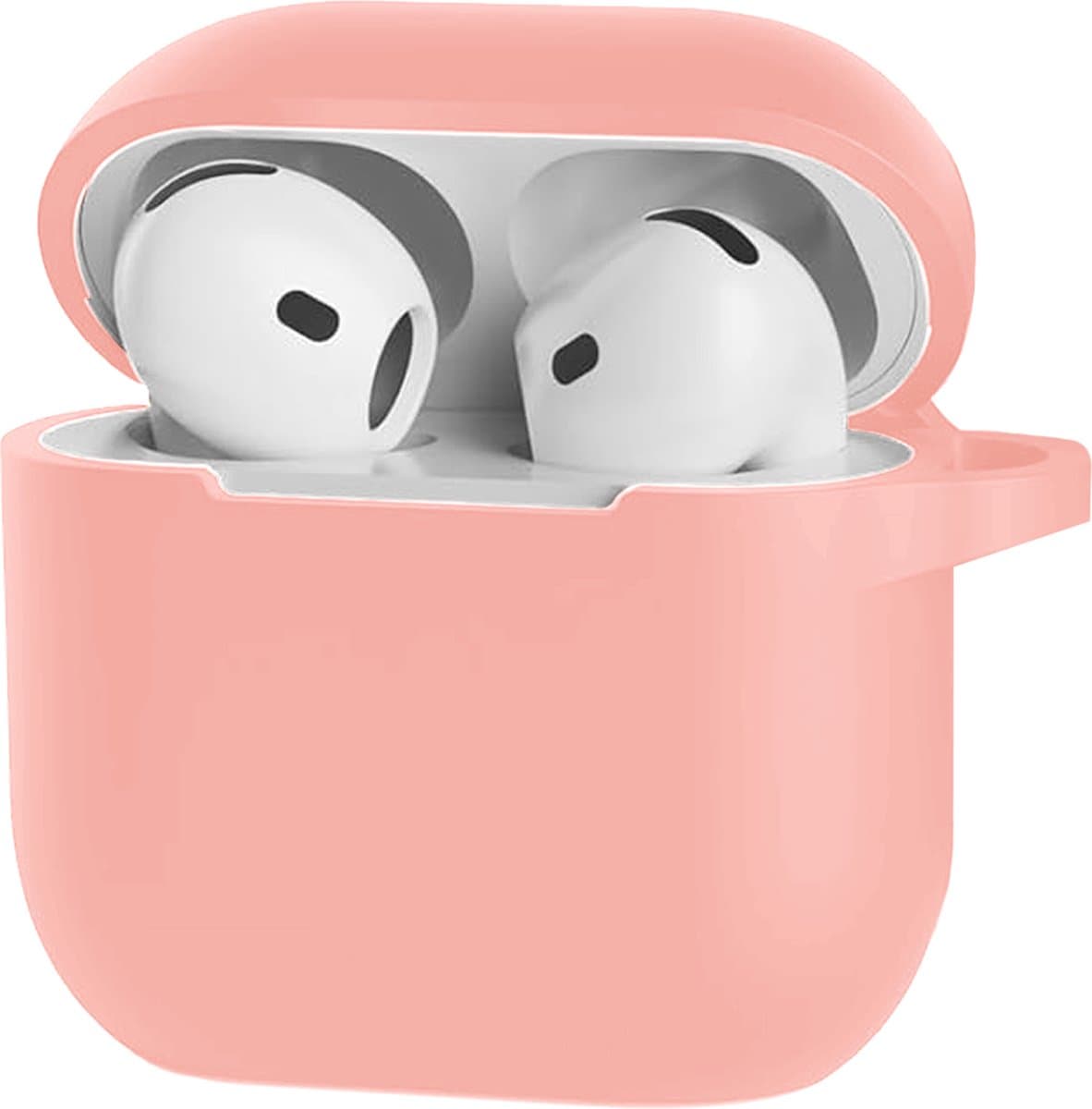 Hoesje Geschikt voor Apple AirPods 4 - Siliconen Hoes met Clip - Silicone Case Cover - Lichtroze — afbeelding 1