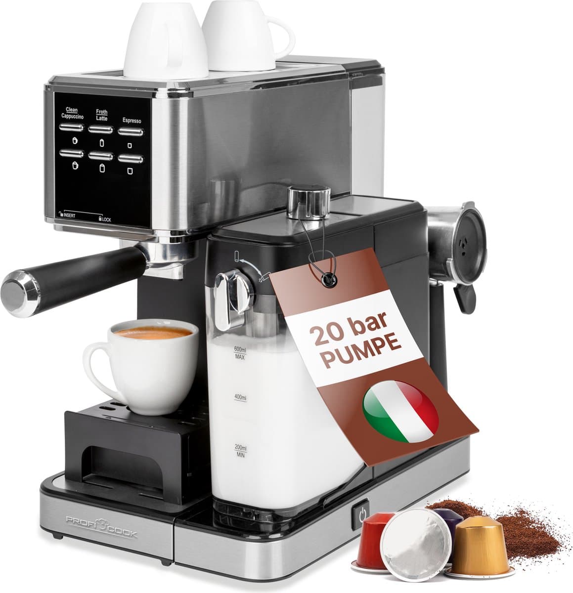 ProfiCook PC ES-KA1266 -Espresso koffiezetapparaat - met melkopschuimfunctie — afbeelding 1