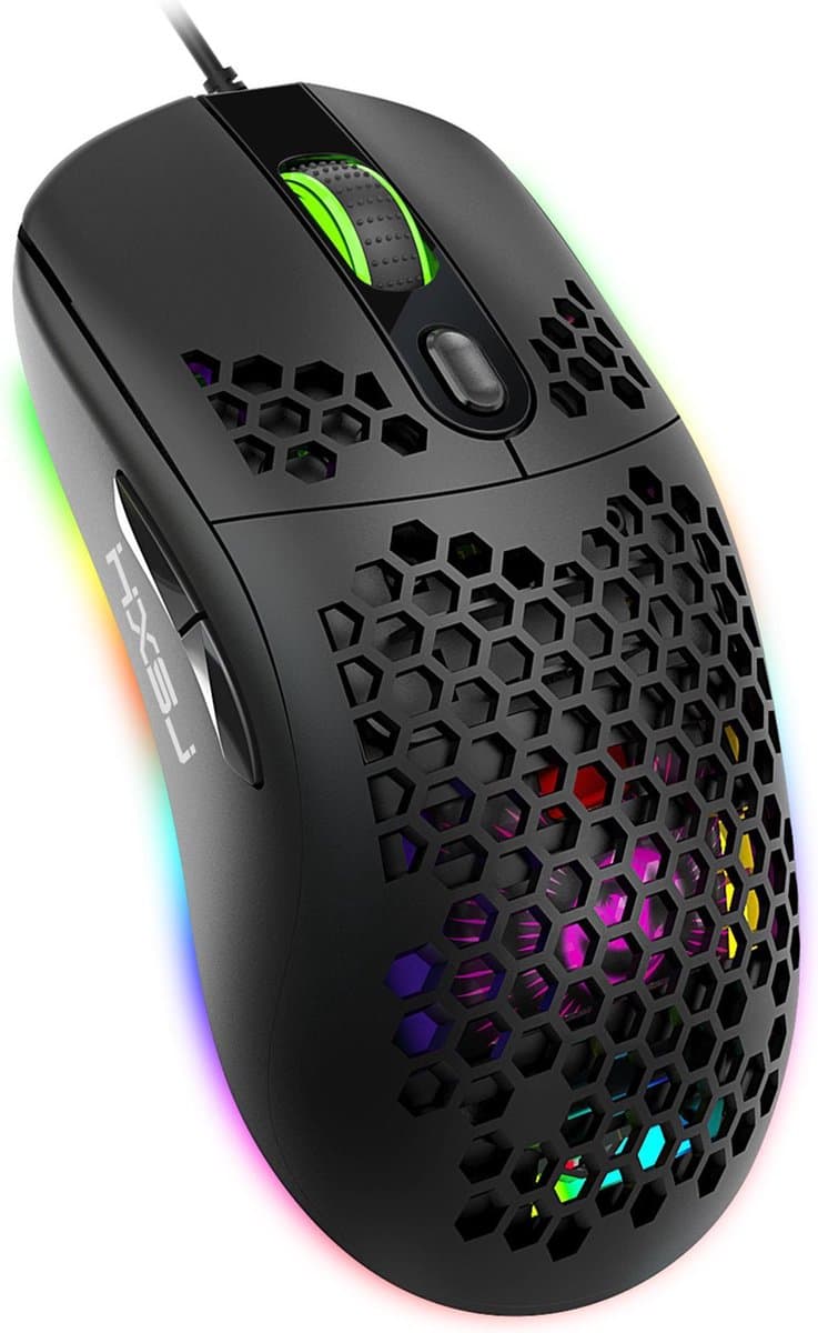 HXSJ X600 Optisch Gaming Muis - 8000DPI - Ultra licht - RGB Verlichting - Computermuizen - Compact Voor Onderweg - Zwart — afbeelding 1