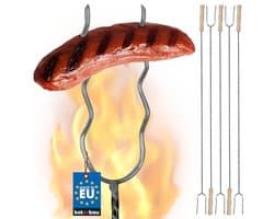 KOTARBAU® 5 Stuks Grillspiesen, Staal, 100 cm, Spiesen met Houten Handvat, Lange Spiesen, Kampvuur Vork, Stevige Grillspiesen