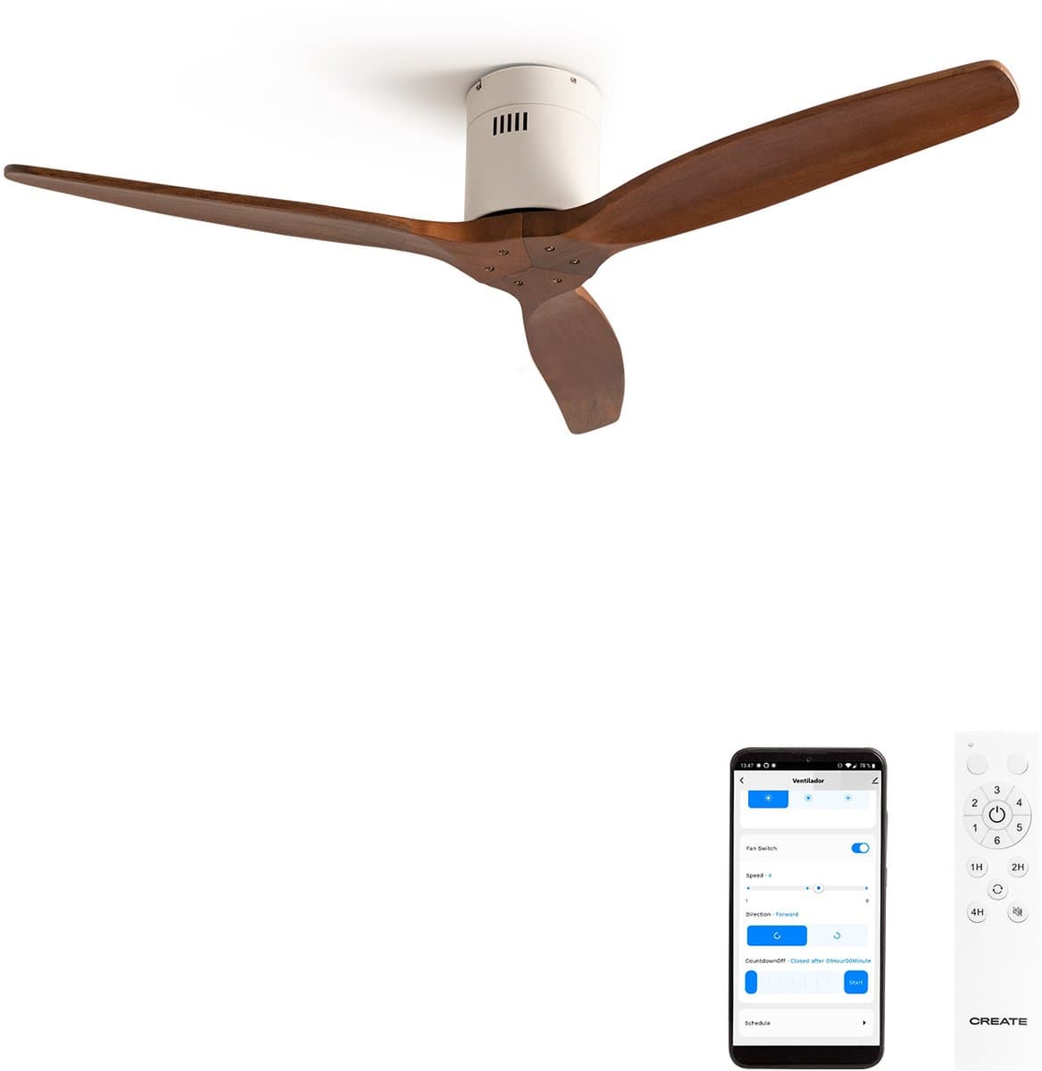 CREATE - Stille 40W plafondventilator met technische ABS bladen in verschillende maten - S - Geen licht - WIFI - WIND CALM — afbeelding 1