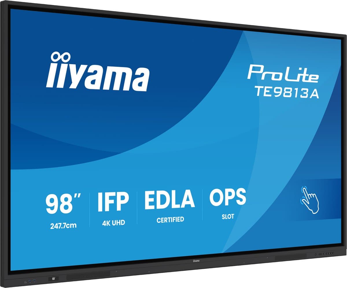 iiyama TE9813A-B2AG beeldkrant Kiosk-ontwerp 2,48 m (97.5") Wifi 500 cd/m² 4K Ultra HD Zwart Touchscreen Type processor Android 24/7 — afbeelding 1