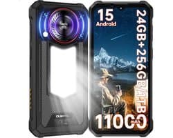 Robuuste Smartphone OUKITEL WP53 Pro - 24GB RAM - 128GB ROM - 11000 mAh 18W - 6,52 inch HD+ scherm - IP68/IP69K Outdoor onbreekbare Telefoon - Dual SIM 4G - Android 15 - 50MP Camera - Luidspreker 128 dB - Zwart