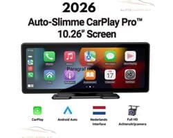 Vevilon Draadloos CarPlay Scherm 10.26 Inch – Apple CarPlay & Android Auto – Universeel Navigatiesysteem voor Auto – Bluetooth – AUX/FM – Incl. Achteruitrijcamera
