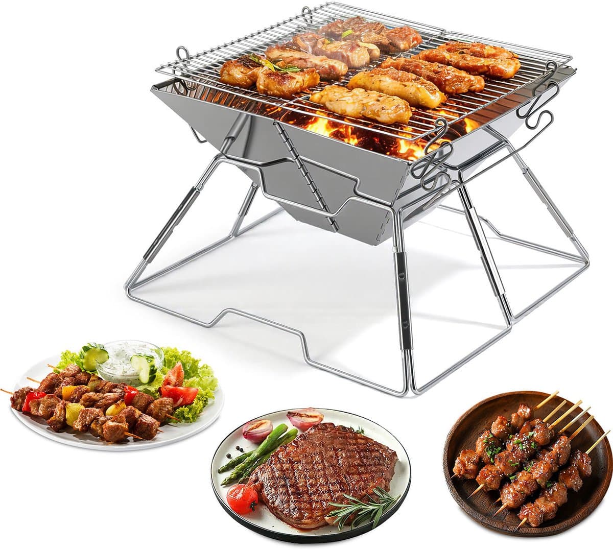 Draagbare Camping Barbecue – Opvouwbare Houtskool BBQ voor Onderweg en Vakantie — afbeelding 1