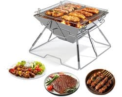 Draagbare Camping Barbecue – Opvouwbare Houtskool BBQ voor Onderweg en Vakantie