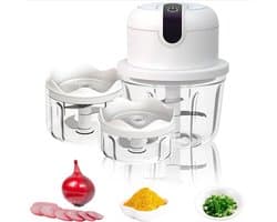 Elektrische uienhakker-Hakmolen-Uiensnijder-USB oplaadbaar-met 3 mengbekers 100/250/350 ml-Knoflookhakker-voor Vlees Uien Fruit groente-kitchenaid