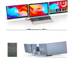 MIRA®Professionele Portable Monitor Pro 2024 - Full HD - 13” / 17.4” Tri-Screen - Laptop Scherm Uitbreider - Blauw - 35cm x 21cm x 3cm