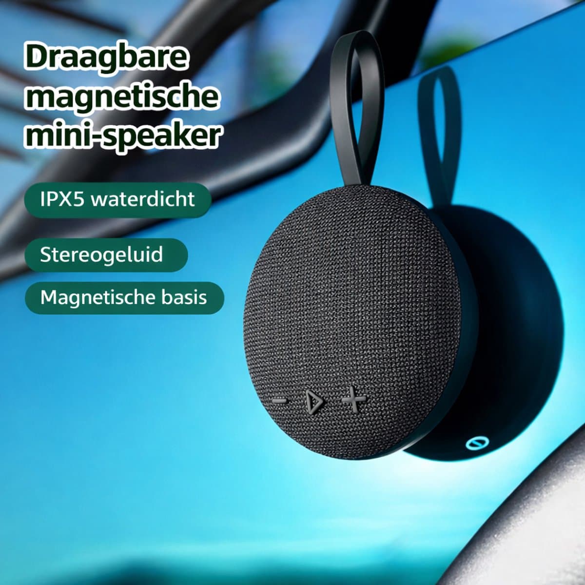 Mini Bluetooth Speaker Draadloos – Portable Waterproof IPX5 Speaker – 6W Stereo Geluid – Bluetooth 5.3 – Magnetische Muziek Box – TF Kaart MP3 – Compacte Speaker voor Smartphone, Laptop en Tablet-Zwart — afbeelding 1