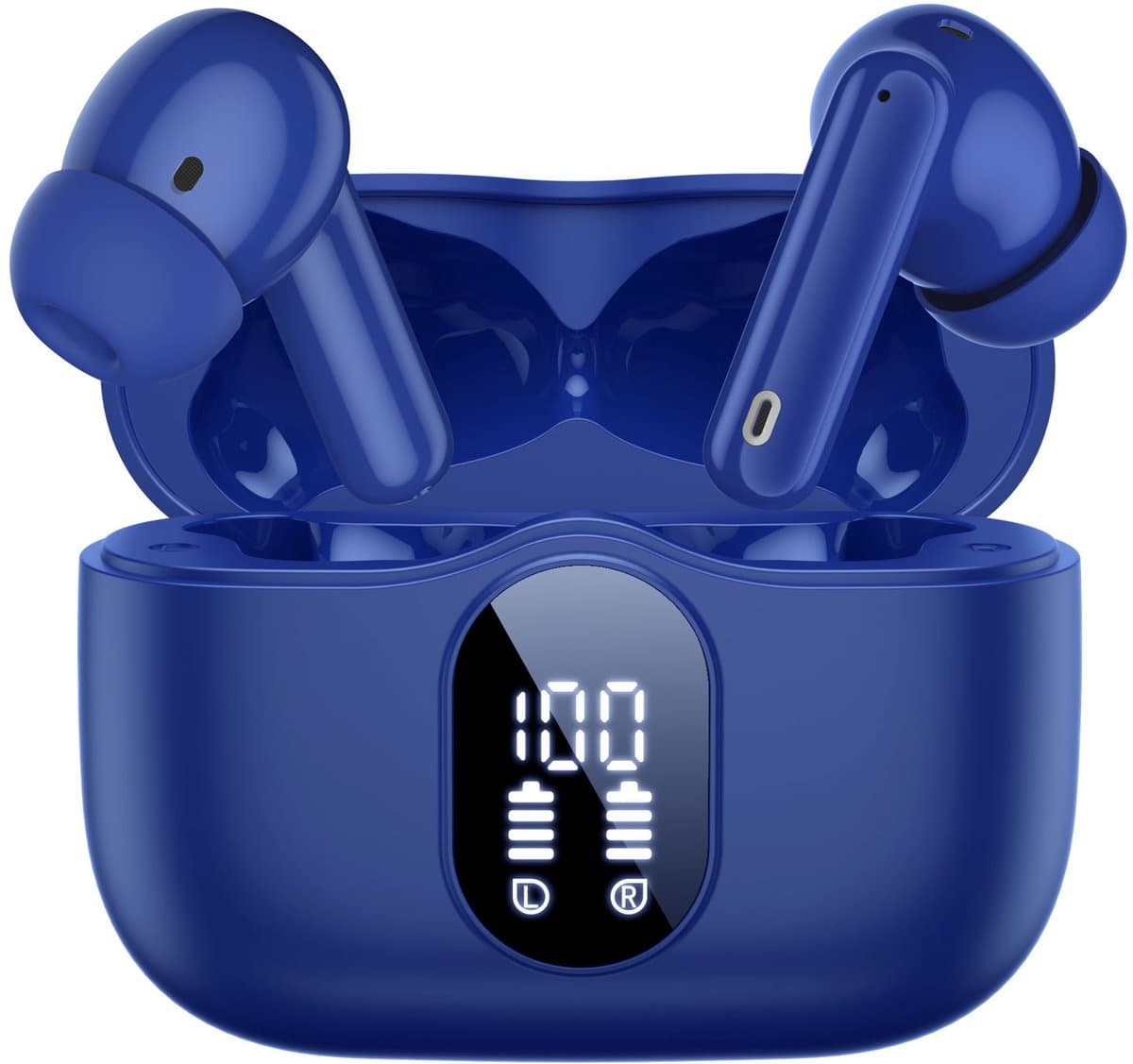 SBG Draadloze Oordopjes - Noise Cancelling - Headset - Bluetooth 5.4 - Earbuds oplaadcase - LED Display - Met Microfoon - Extra dopjes - Blauw — afbeelding 1