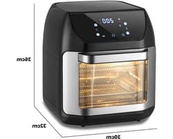 Airfryer - XXL – Heteluchtfriteuse – 2400W/2800W – 12L - RVS & Touchscreen – Multifunctionele Elektrische Friteuse - Olievrij Frituren - Zwart