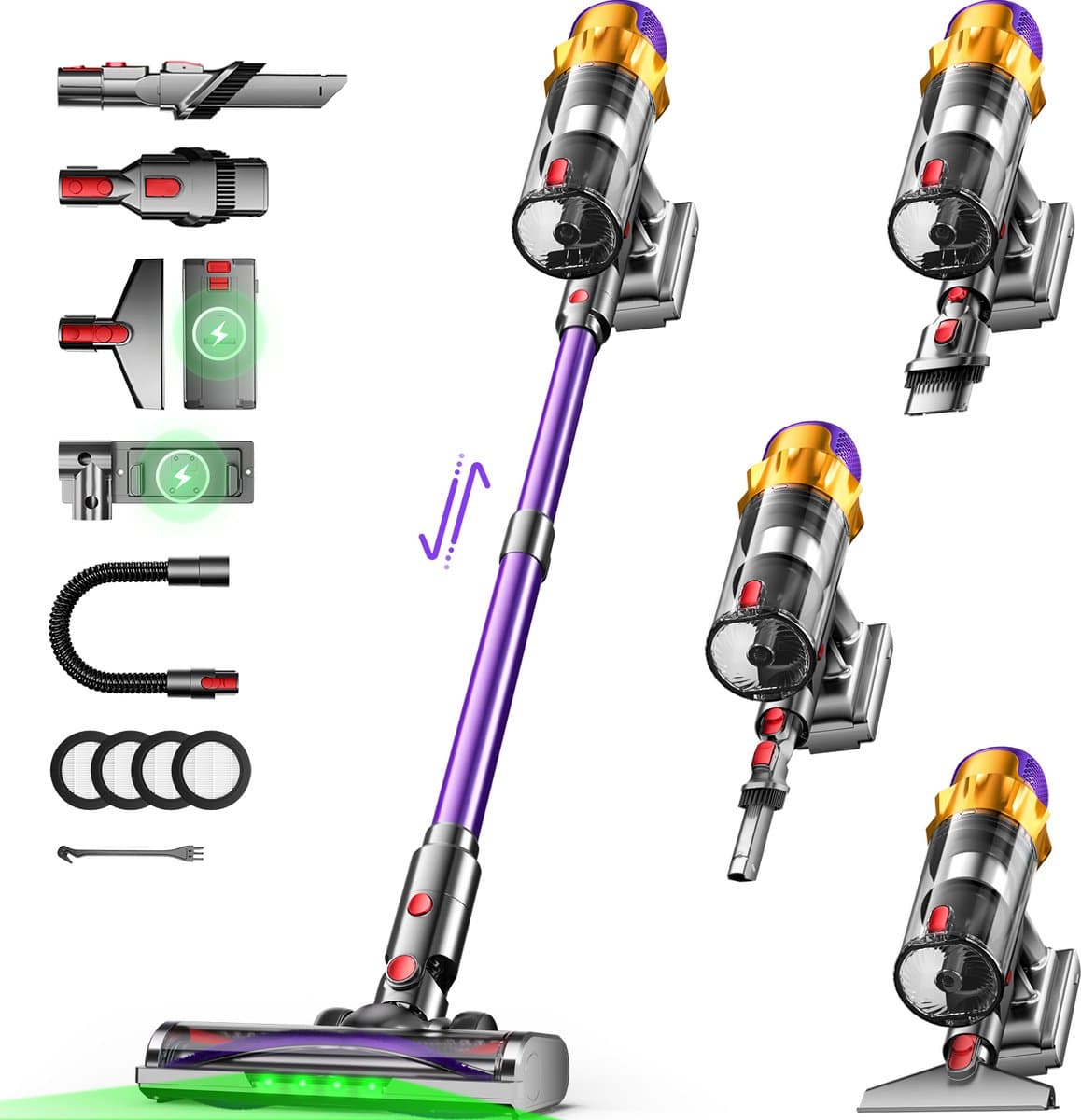 AUTHMIC Steelstofzuiger - Steelstofzuiger Draadloos - 65.000Pa Zuigkracht - Borstelloze Motor - 70 Min Accuduur - HEPA Filter - LED Vloerborstel - Grote Stofcontainer — afbeelding 1