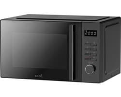 Combi Magnetron - 25L - Combimagnetron Vrijstaand - Grill en Hetelucht Functie - 10 kookprogramma's - Digitale Timer en Kinderslot - 900W - Zwart - Saaf