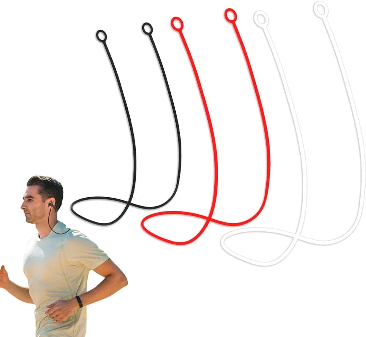 3x Oordopjes Koord 48cm - Sport hooks Oorhaken - Band Geschikt - Oordopjes Connector Koord - Siliconen sport haken - Oordopjes ketting - Siliconen oordopjes koord link koord - Anti Lost Siliconen Strap Voor Draadloze Oordopjes (Geen Oordopjes) — afbeelding 1
