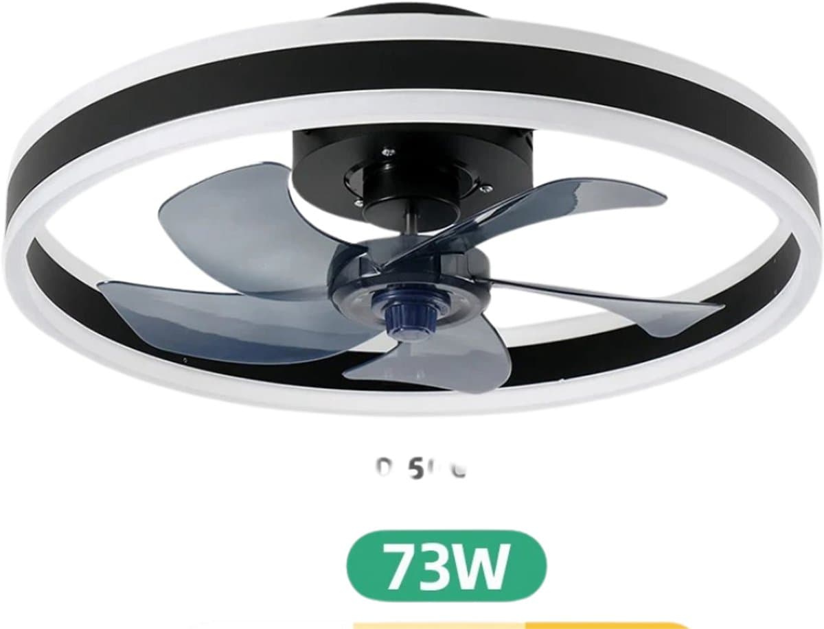 Livano Plafondventilator - Met Verlichting - Plafond Ventilator - Met Lamp - Plafonniere Met Ventilator - Met Licht - Zwart - 50cm — afbeelding 1