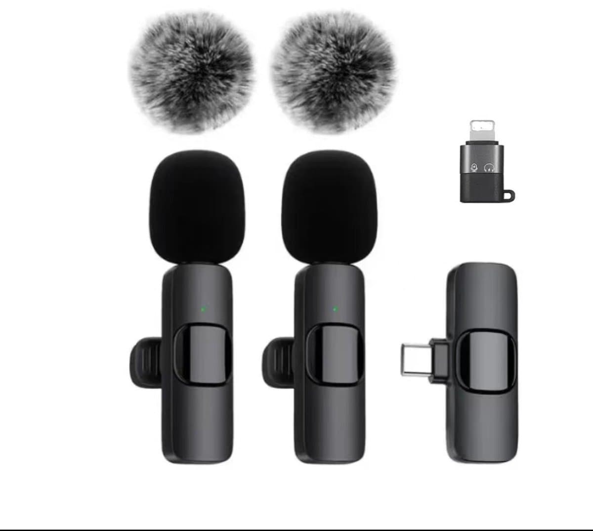 Draadloze microfoon - 2-pack - Lavalier-microfoon - Bluetooth mini-microfoon - Voor iPhone, iPad en Android - Voor video-opnames - Levensduur batterij — afbeelding 1