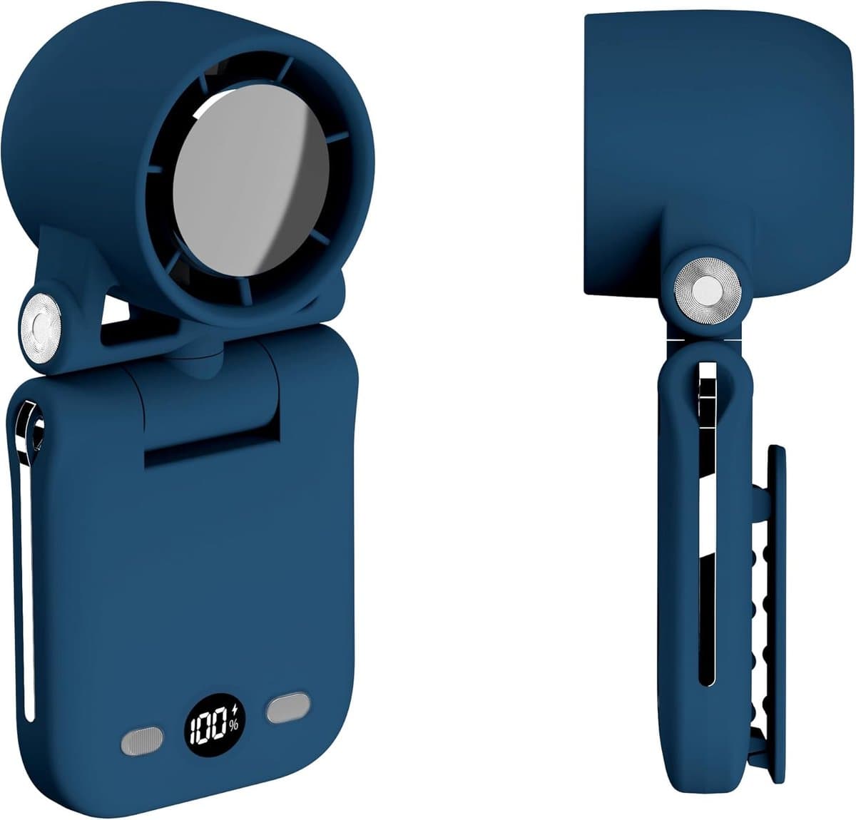 Mini draagbare, handzame, oplaadbare handventilator met LED-display, werkt op hoge snelheid, turbo en batterijen, 100 snelheden, kleine ventilator voor op reis/buiten/concerten/wimpers/make-up (update blauw) — afbeelding 1