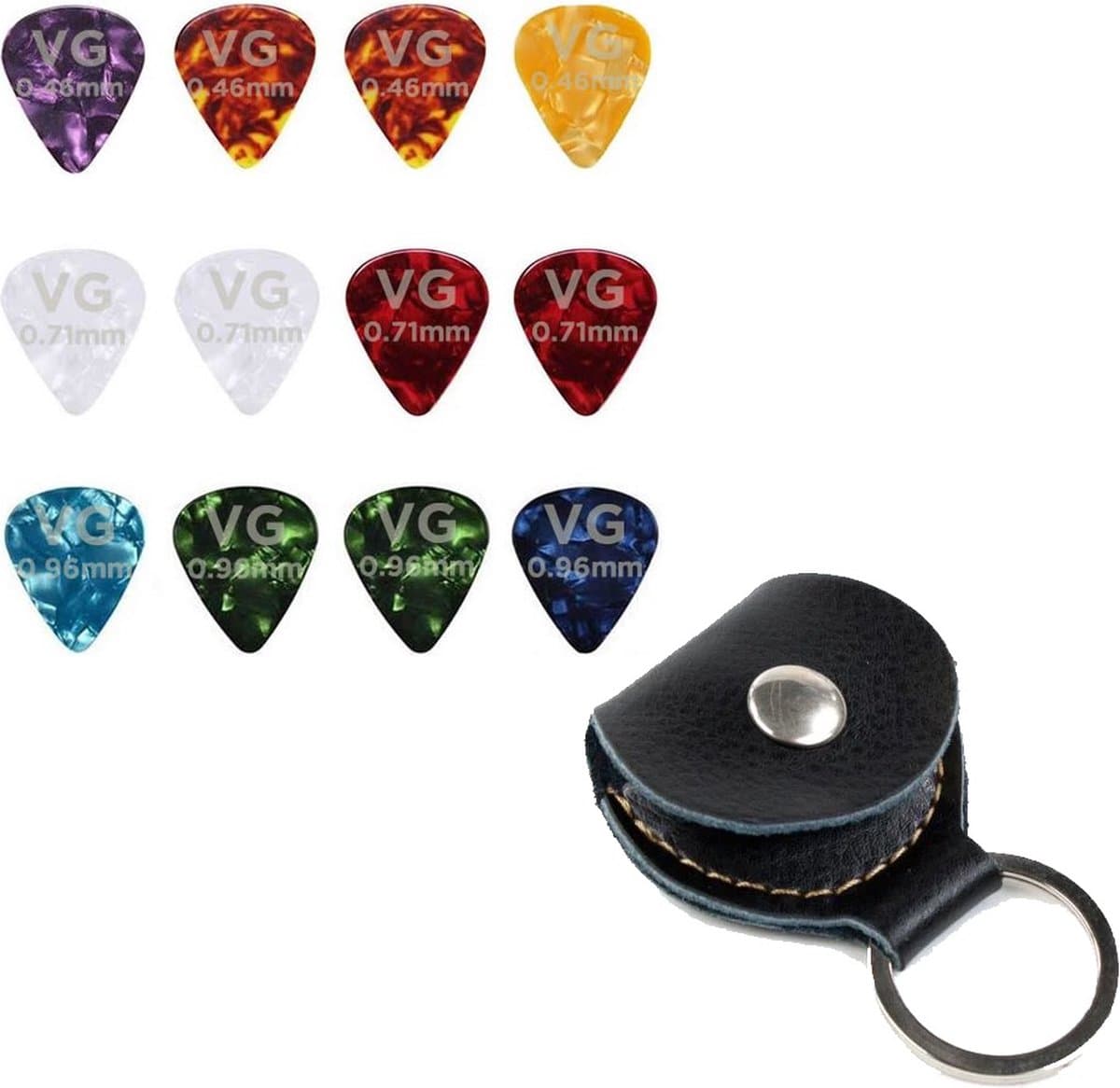 VG plectrumhouder | sleutelhanger | inclusief 12x plectrum | zwart — afbeelding 1
