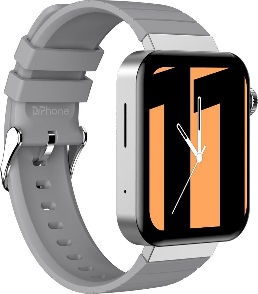 DrPhone iNX - Metalen Smartwatch Bluetooth Bellen - Microfoon - Hartslag - Stappen - Mannen / Vrouwen - IOS/Android - Zilver — afbeelding 1