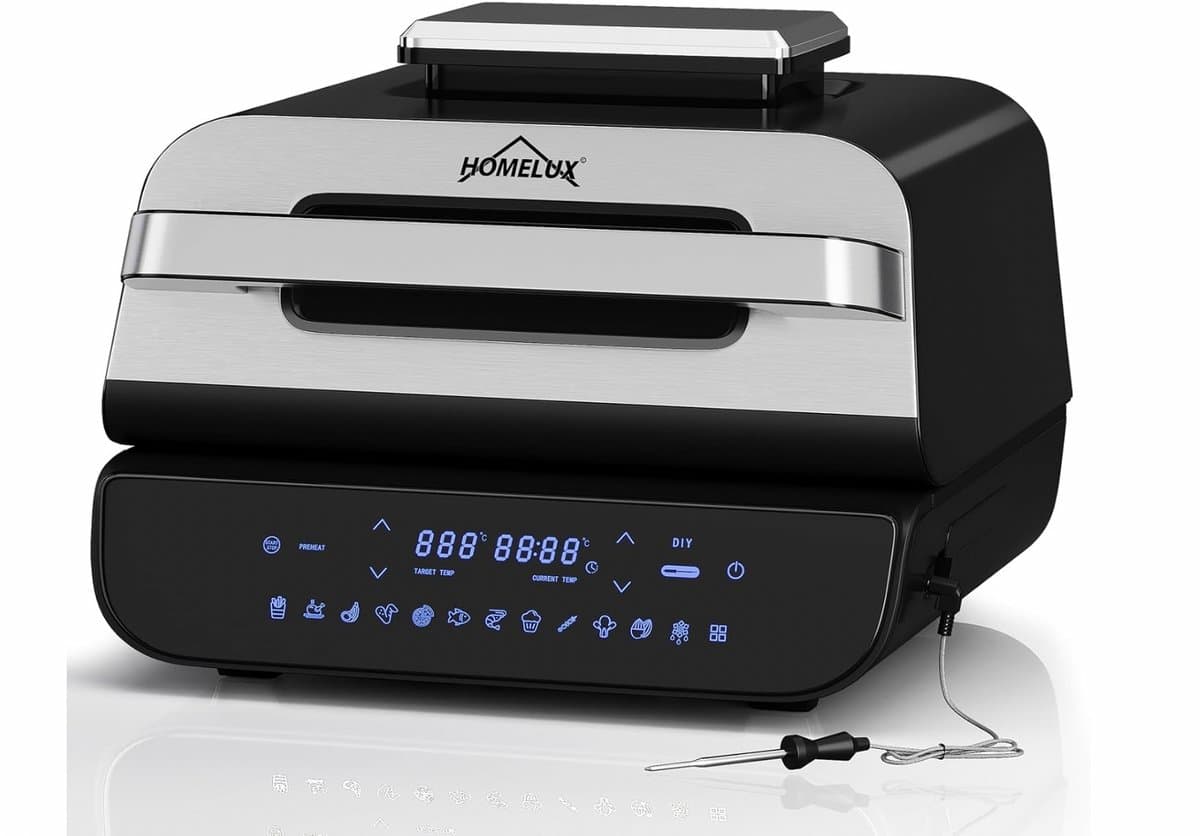 Homelux luxe airfryer - 2-in-1 Grill & Hetelucht Friteuse - Smart - 5.9 LITER - temperatuursensor 60 minuten timer - 12 voorgeprogrammeerde programma's — afbeelding 1