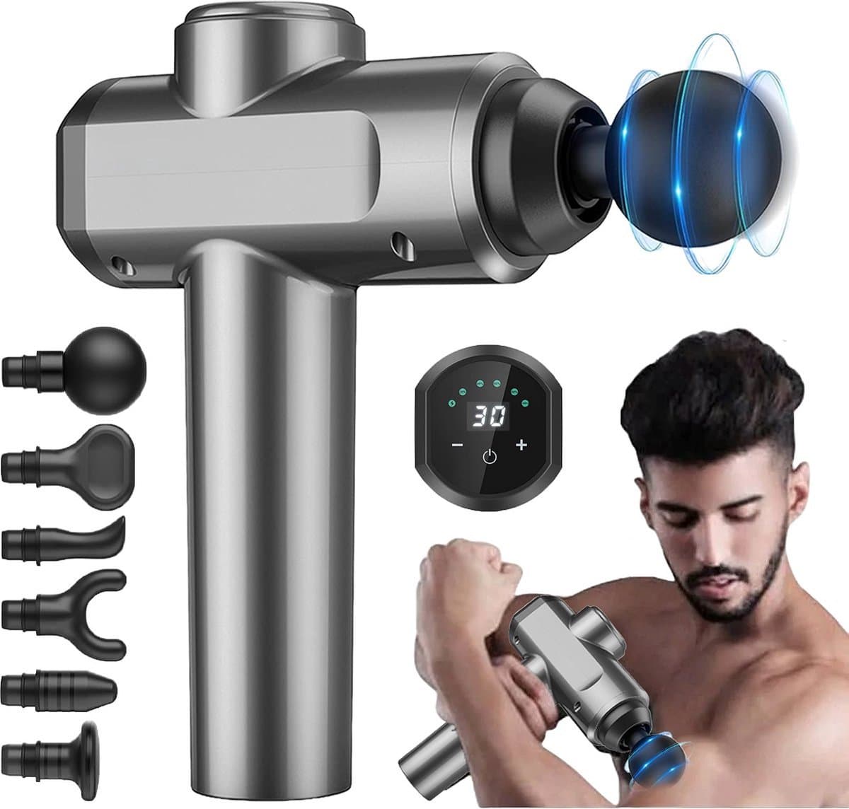 DailySupplies® Massage Gun Professioneel - Massage Apparaat - Massagegun - Zilver — afbeelding 1