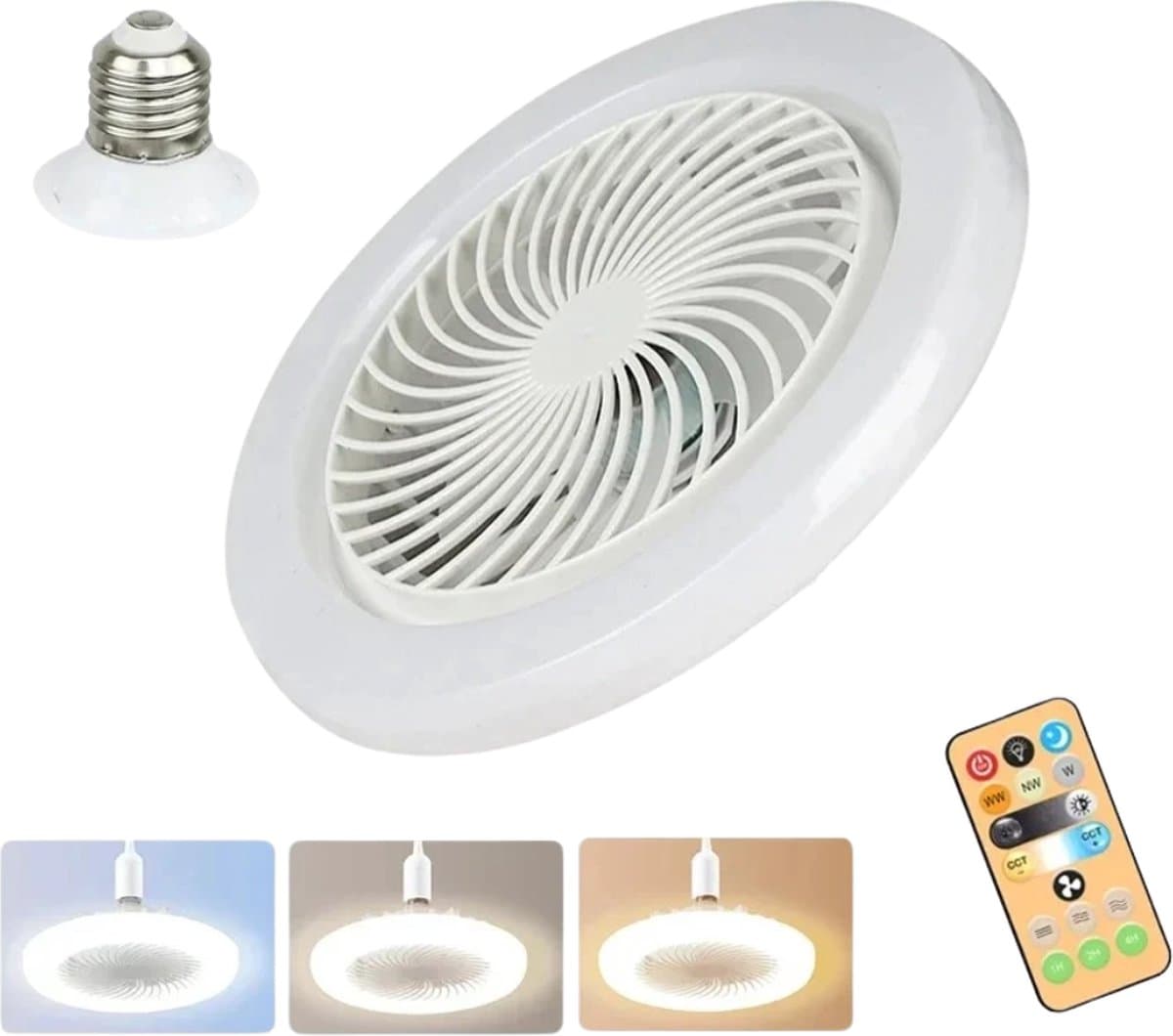Nivard Plafondventilator - Met Verlichting - Plafond Ventilator - Met Lamp - Plafonniere Met Ventilator - (Met Licht) - Wit — afbeelding 1