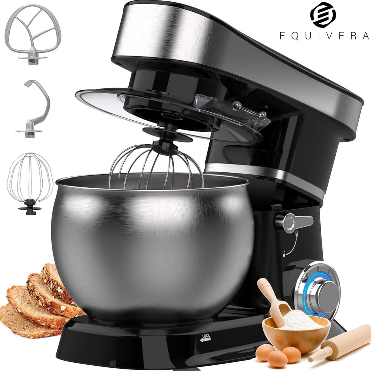 Equivera Deegmachine - Kneedmachine - Deegmixer - Keukenmixer - Keukenmachine — afbeelding 1