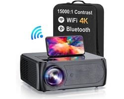 Mini Beamer - Projector - 1080P - Digitale projector - 5G WiFi - Bluetooth Compatibel met HDMI - USB - 10000 Lumen - 350ANSI - 150W - Zwart