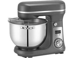 BioloMix® Deegmachine - Keukenmixer 6 Liter - Kneedmachine Keukenmachine 4KG RVS - Deegmixer Zwaar Deeg - Matte Grijs