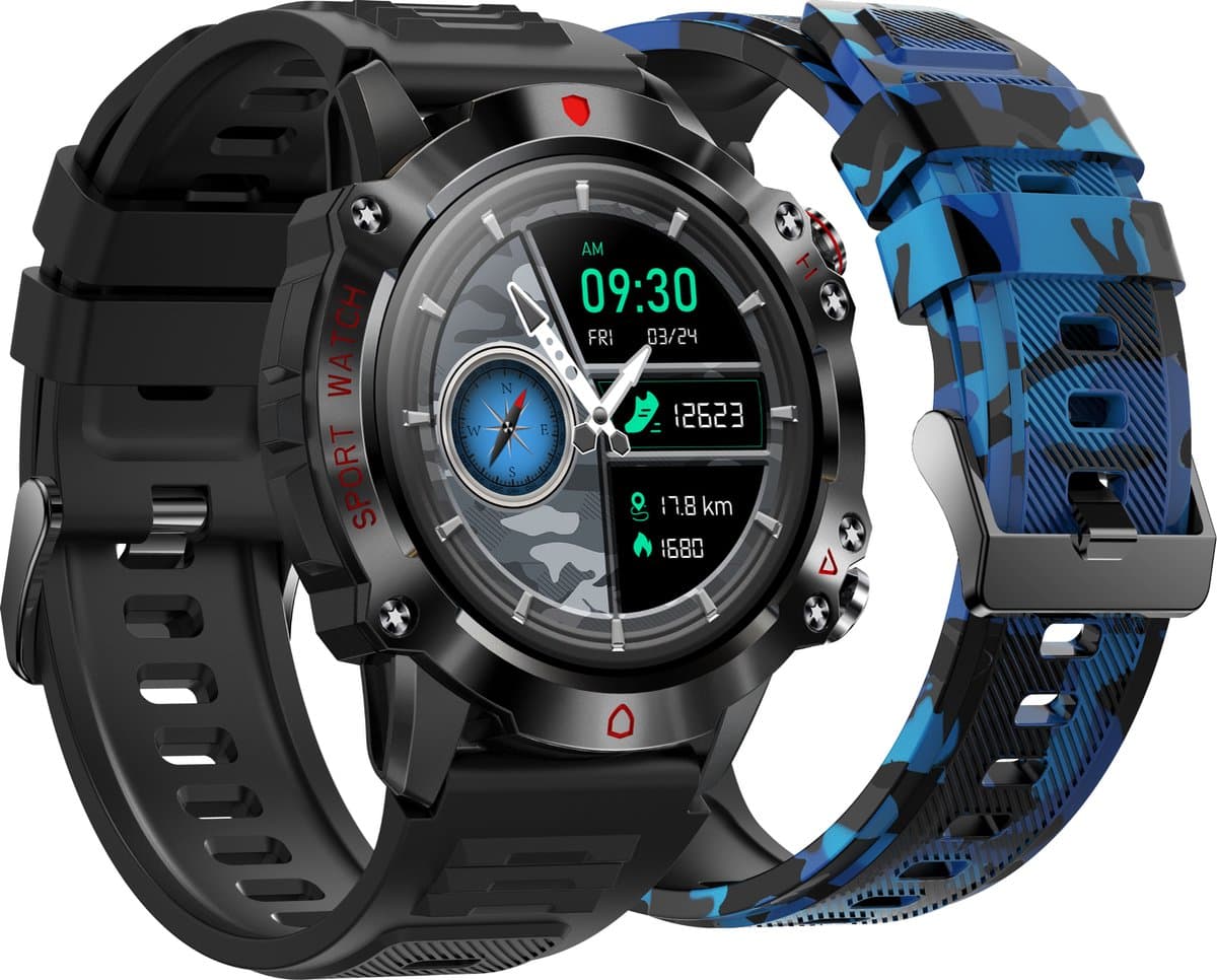 Watch Go - Smartwatch Dames - Geschikt voor Android en iOS - HD Touchscreen - Stappenteller - Horloge - 45 mm - Donkergrijs — afbeelding 1