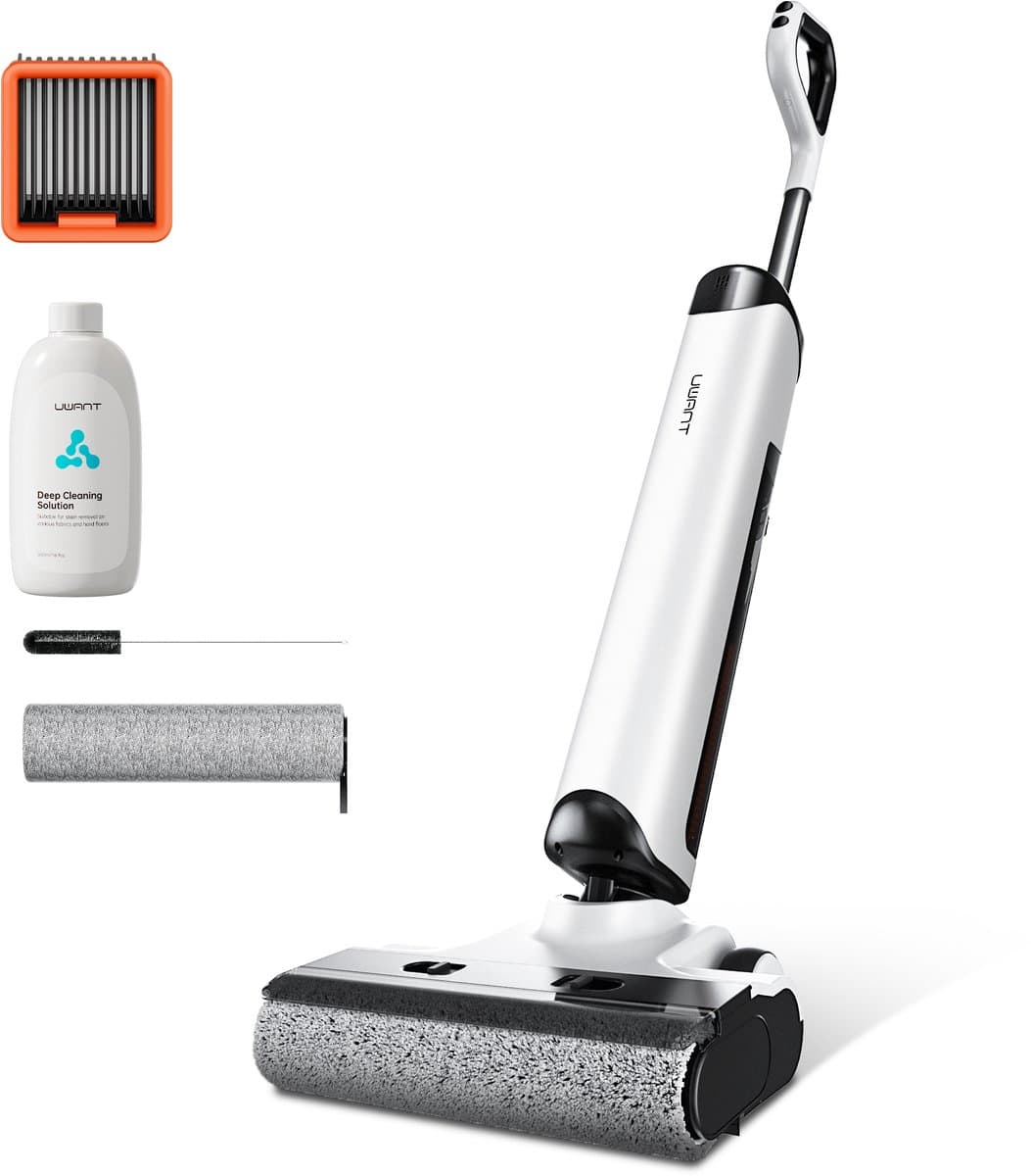 UWANT D500 Draadloos Steelstofzuigers -Wet & Dry stofzuigers-Anti-klitten-Nat Droog Stofzuiger-IPX6 waterdichte motor-AI zelfreinigend-180° plat leggen-17.000 Pa zuigkracht-3-zijdig vegen zonder randen-Geurpreventie-Realtime elektrolyse-Spraakprompt — afbeelding 1
