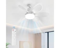 Verte Stille Plafondventilator met Verlichting | Lamp en Afstandsbediening - Wit - Woonkamer | Slaapkamer | Keuken