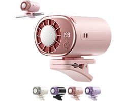 VHV - Ventilator - Tafelventilator - Mini ventilator - Clip ventilator - Met LED-display - Clip-on Airconditioner voor in de auto - Mini-koelsysteem voor auto's - 360° draaibaar - Verstelbaar - 199 snelheden - Roze