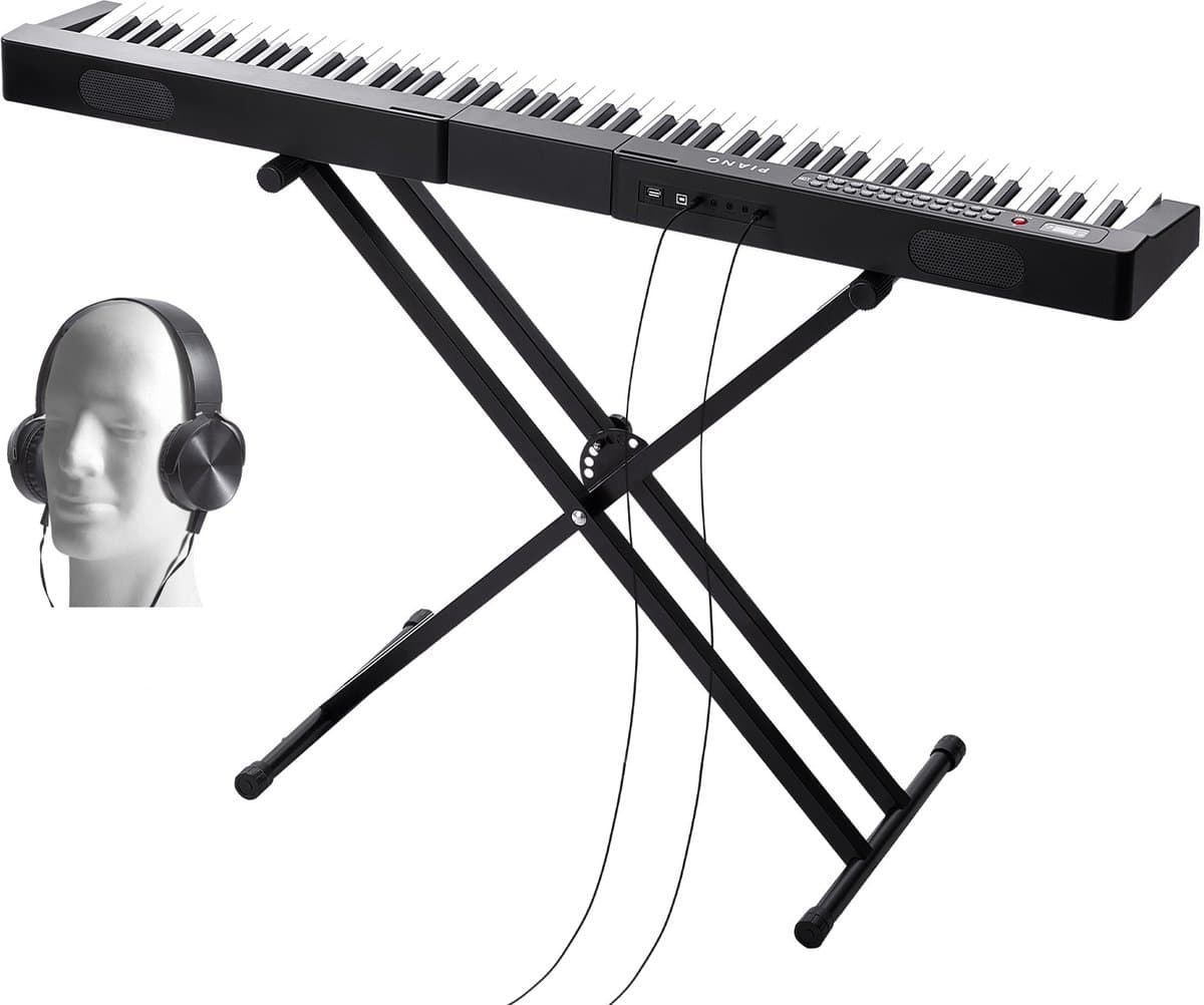 Digitaal Keyboard met 88 Toetsen, 1000 Ritmes, Elektrische Piano met Standaard — afbeelding 1