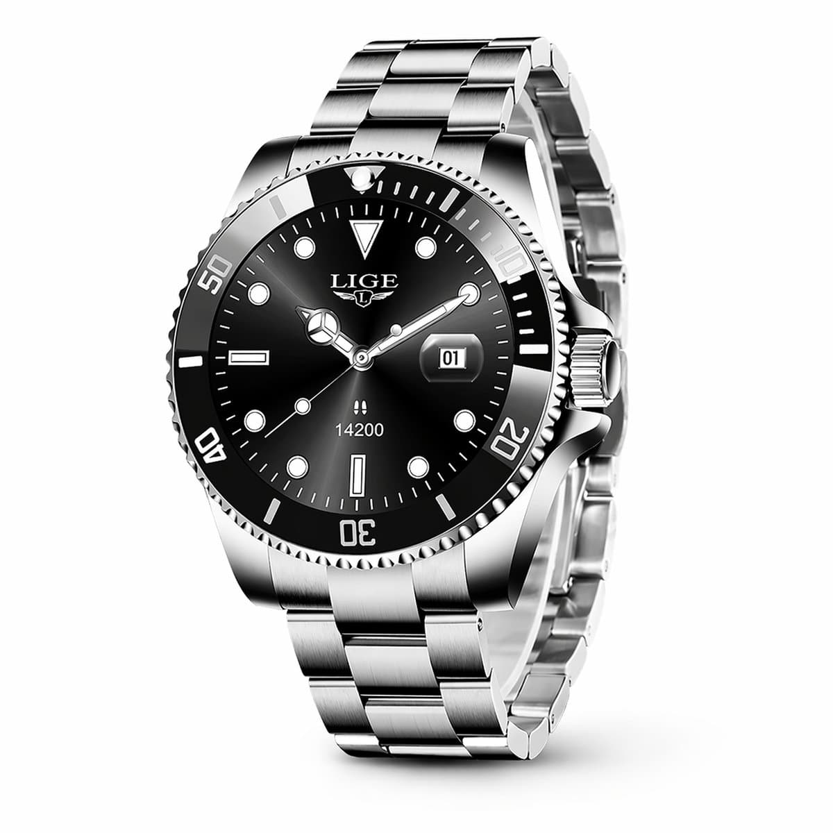 LIGE Smartwatch Heren 2026 | Bluetooth Bellen | IP68 Waterdicht Horloge | Sporthorloge Fitness Tracker | Hartslagmeter Stappenteller | Zuurstofmeter | Slaapmonitor | Smart Watch Android iOS | RVS Band | Zwart Zilver — afbeelding 1
