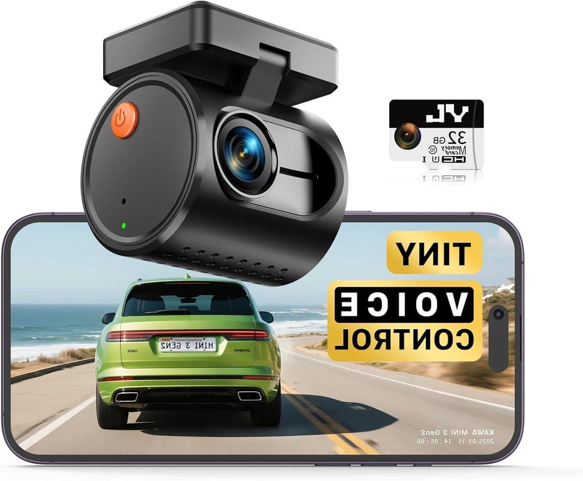 Compacte Dashcam Auto - Mini Camera - Veilig Rijden - Stem- en Appbediening - 2K QHD 1296P - Zwart — afbeelding 1