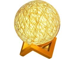 Rotan bal nachtlampje met verstelbare helderheid en warm geel licht, ideaal als sfeervolle slaapkamerdecoratie voor een gezellige en rustgevende ambiance