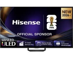 Hisense 55U7S PRO - Televisie - LED - Mini LED - Smart TV - 55 inch - Wifi - HDR-ondersteuning - 4K Ultra HD - Zwart