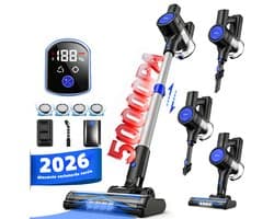 Grenintol S5P - Steelstofzuiger Draadloos - Draadloze Stofzuiger - 50000Pa - 2200mAh - LED Licht-Blauw - Voor Tapijten en Harde Vloer - Geschiktvoor Dierenharen