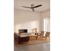 CREATE - Plafondventilator silent 100% hout 40W (Ø132cm) - Geen licht - Afstandsbediening - 6 snelheden - Programmeerbaar - WIND CALM NATURAL WOOD