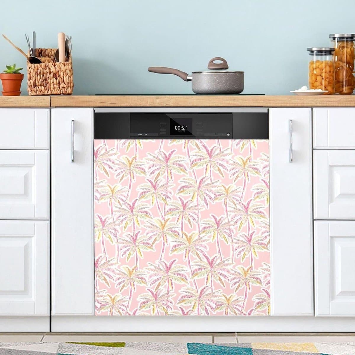 Vaatwasserhoes Magneet - Keuken Decoratie - Keuken Opfrissen - Dubbele Functie - 58 x 66 cm - Tropisch Roze — afbeelding 1