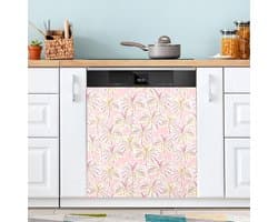 Vaatwasserhoes Magneet - Keuken Decoratie - Keuken Opfrissen - Dubbele Functie - 58 x 66 cm - Tropisch Roze