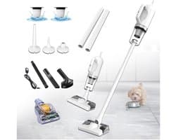Steelstofzuiger met Dweilfunctie - Draadloze Schoonmaker - Vloeren Reinigen - 2-in-1 Nat-Droog - 200 ml - Grijs